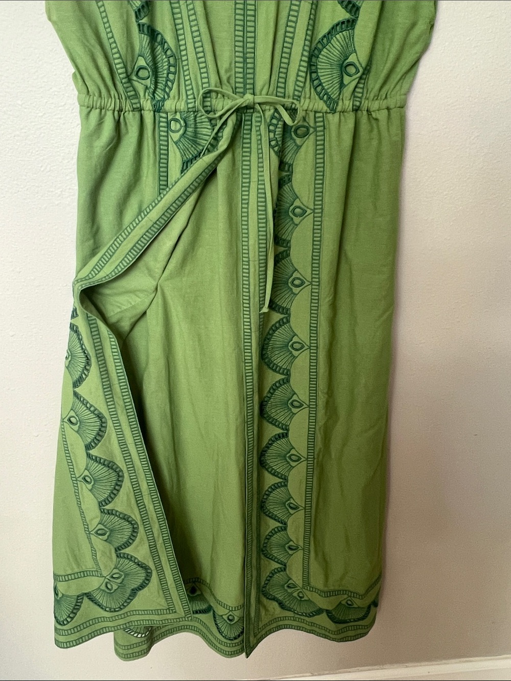 Soft Surroundings Green Embroidered V‑Neck Maxi Dress - Picture 6 of 7